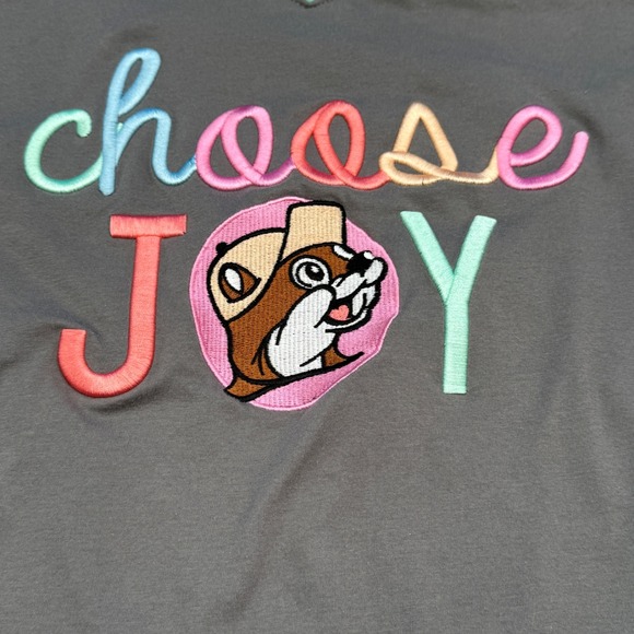 Buc-ee's Choose Joy Gray T-Shirt V-Neck Short Sleeve Women's Small - Picture 2 of 5